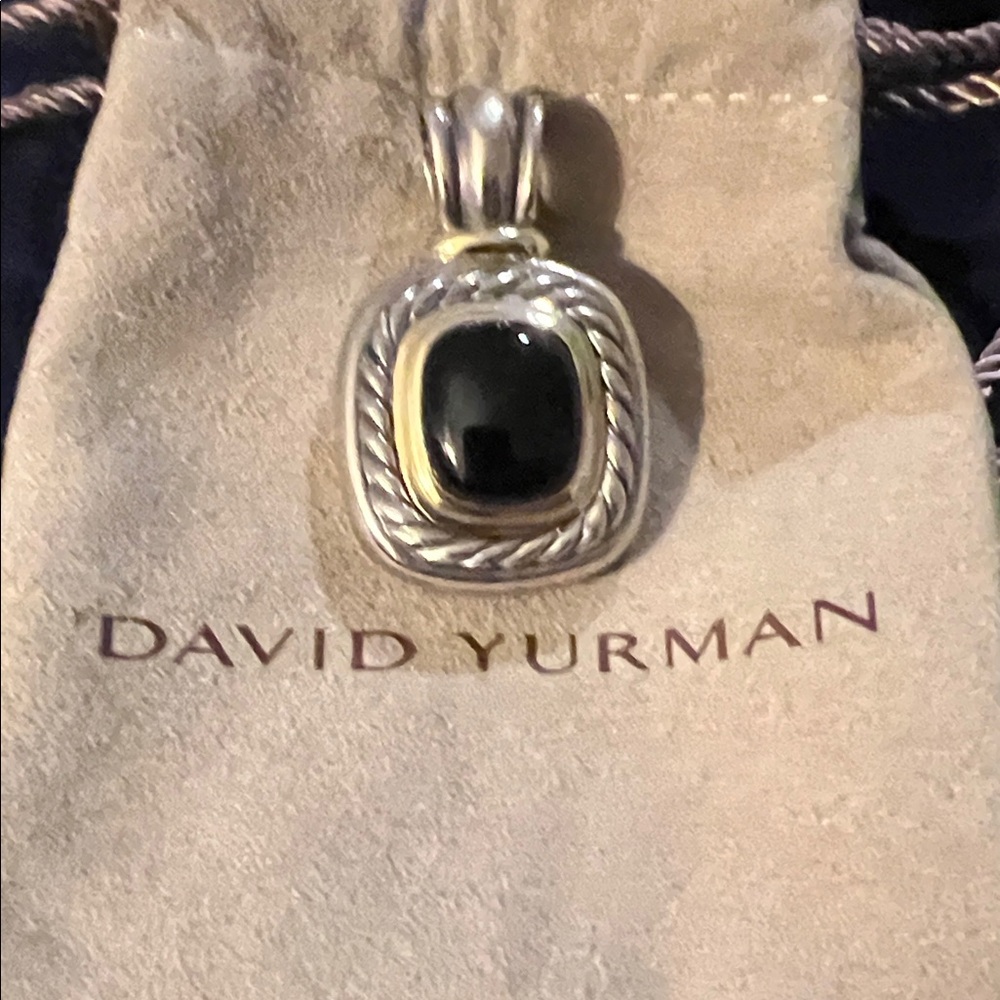 David Yurman Black Stone Pendant with Silver and Gold